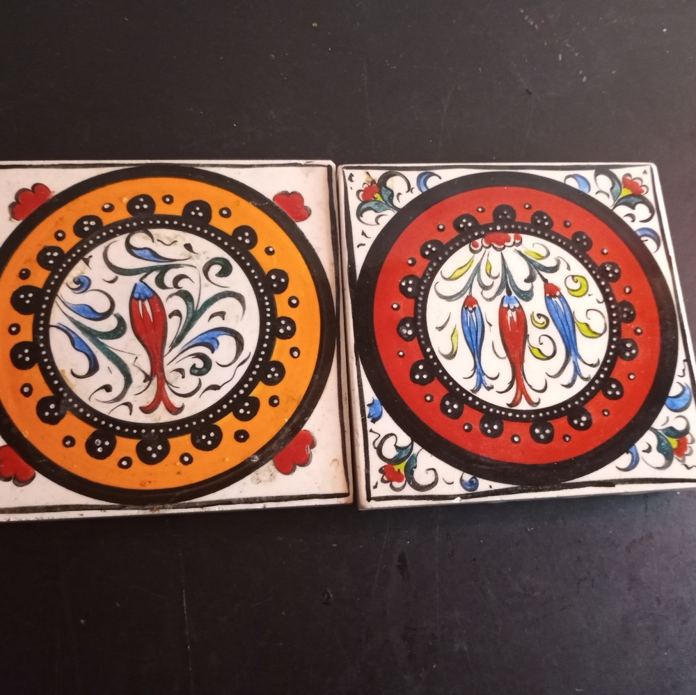 Keramika Dekoracni Turkey 4" Ceramic Tiles Set of 2.